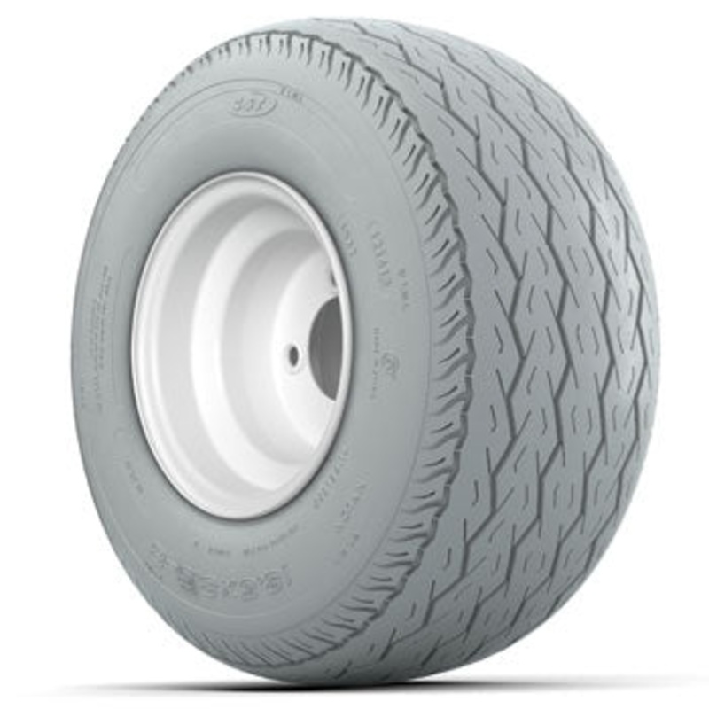 White Steel 8 in Wheels with 18.5 in Gray Non-Marking Tires – Set of 4