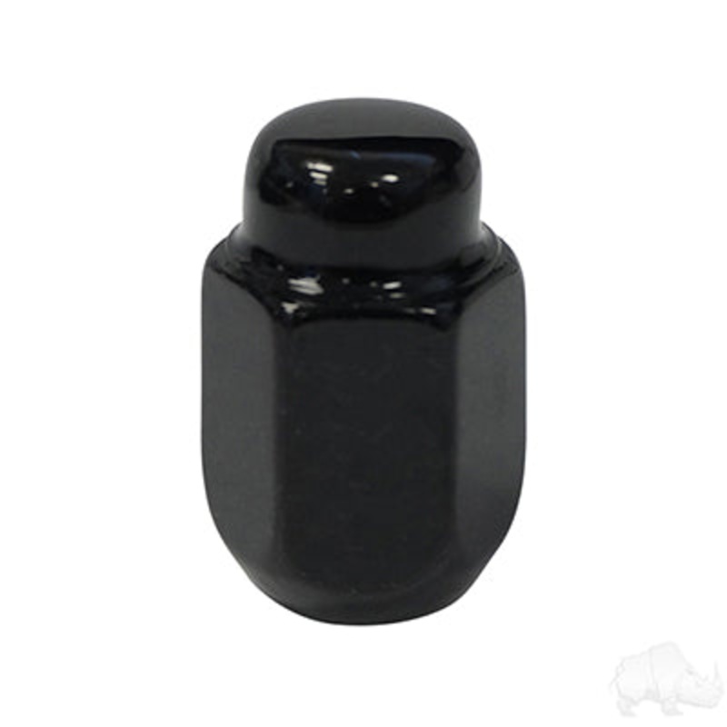 Lug Nut, Gloss Black Closed End Metric 12mm-1.25, OD 3/4″