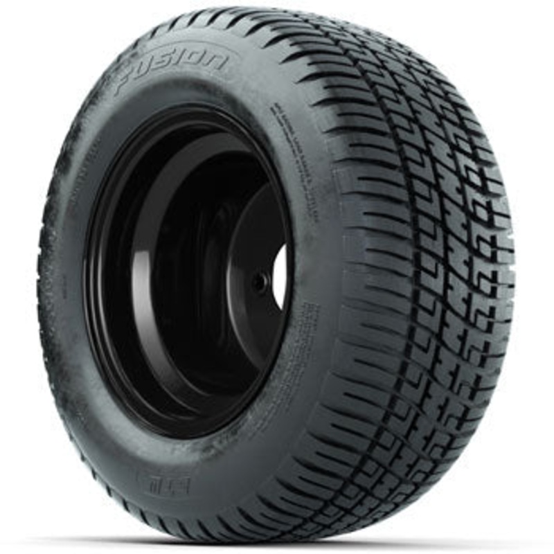 Matte Black Steel Offset 10 in Wheels with 205/50-10 Fusion Street Tires – Set of 4