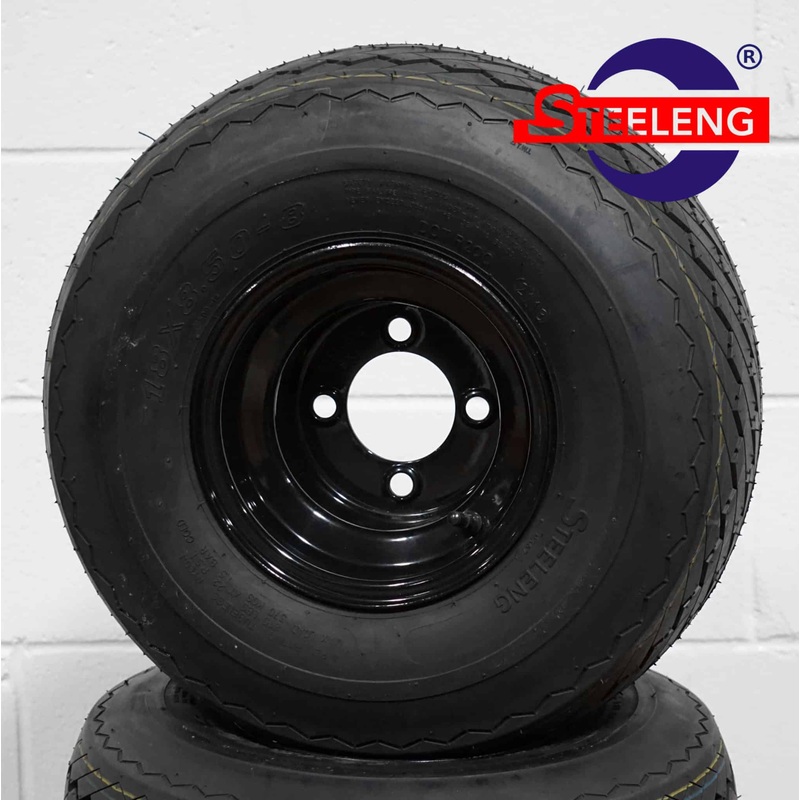 8 Black Steel Wheels -18×8.5-8 Sawtooth Pattern Tires – WT0801