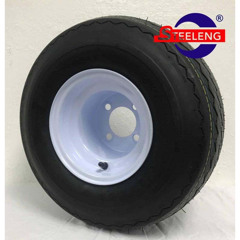 8 White Steel Wheels -18×8.5-8 Sawtooth Pattern Tires – WT0802