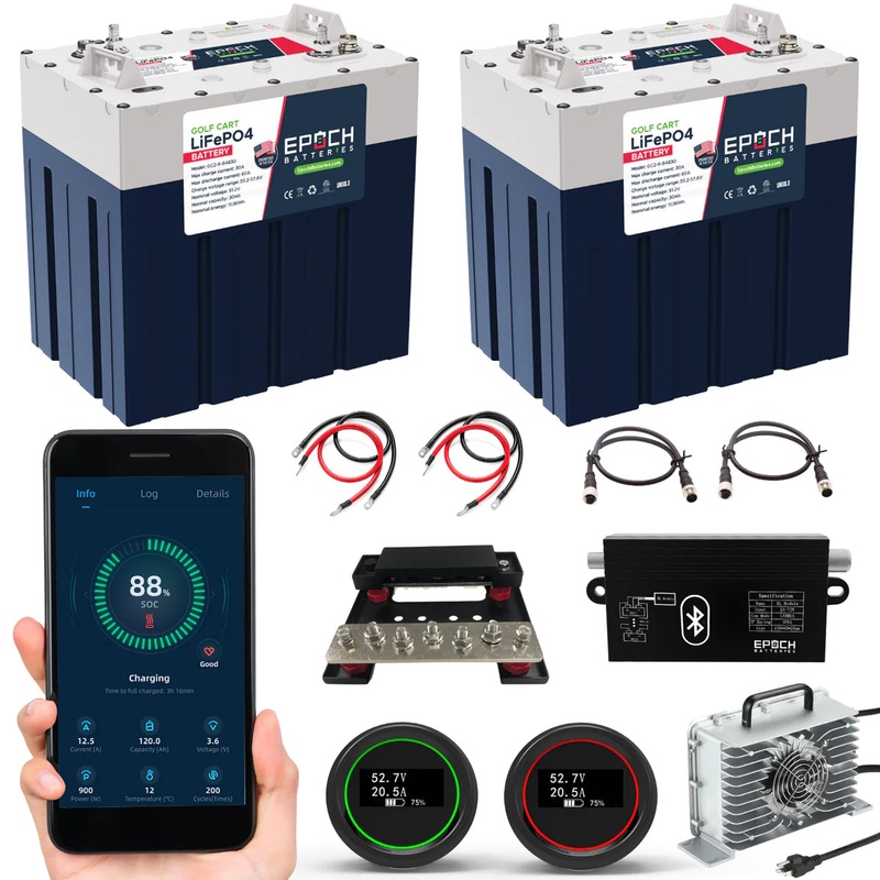 Epoch 48V GC2 Package – Golf Cart LifePO4 Lithium Battery Kit 60 AH (2 Batteries 48V30AH)