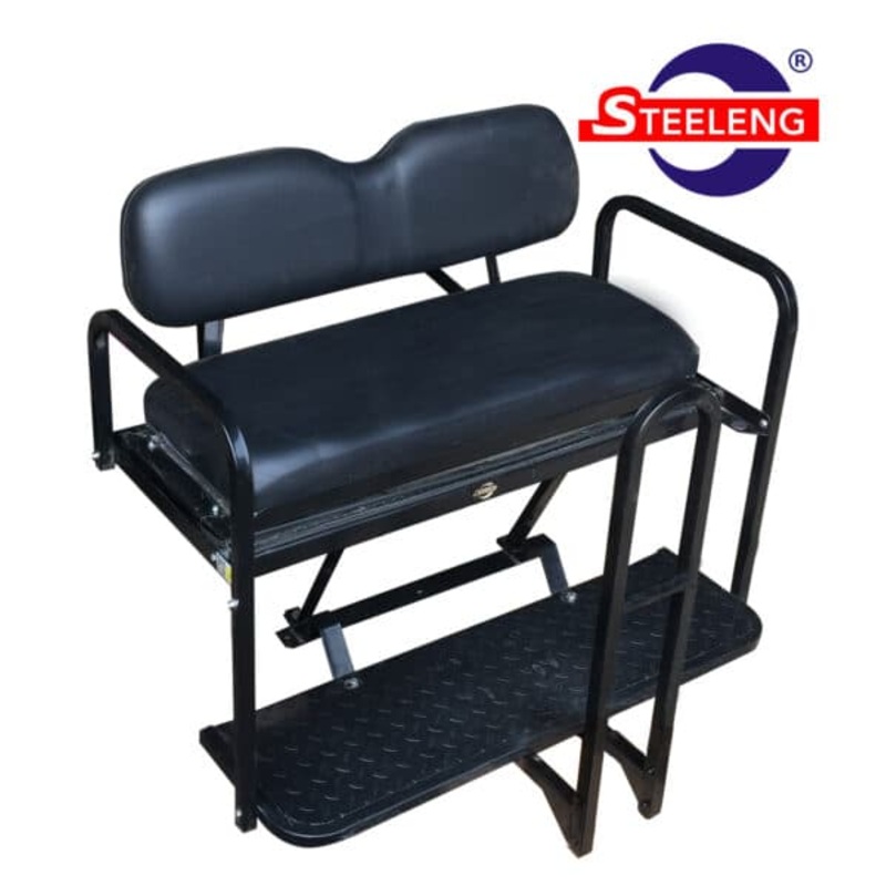 Rear Flip Seat For EZGO RXV 2008-Plus Model (Black Cushion w/t Grab Bar Attachment)