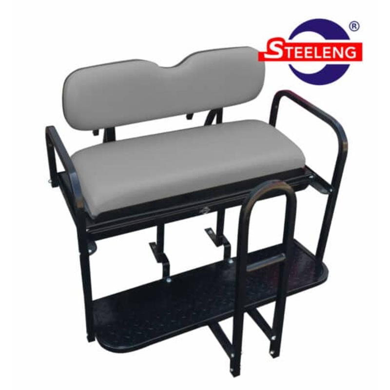 Rear Flip Seat For YAMAHA G29 (Drive) Model Golf Cart (Sandstone Cushion w/t Grab Bar Attachment)