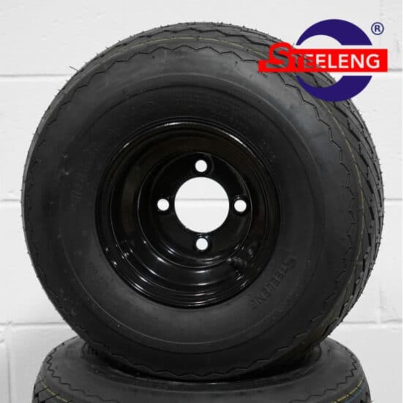 SGC Black Steel Wheels / 18″x8.5″-8″ Sawtooth Pattern Tires Tires Combo – Set of 4