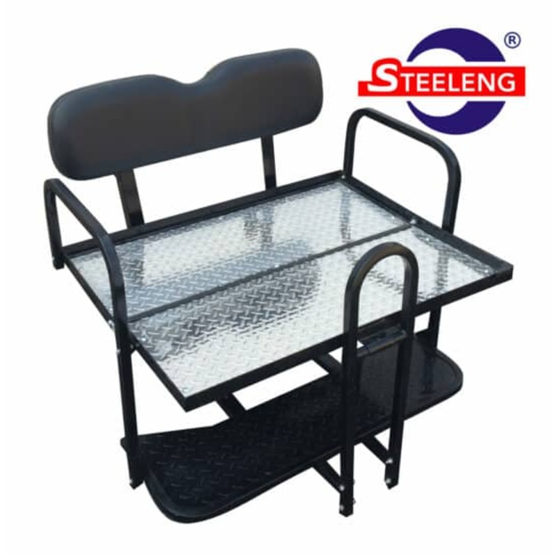 STEELENG Rear Flip Seat Frame for EZGO TXT (1996-up) w/SGC Cushion Set – Black