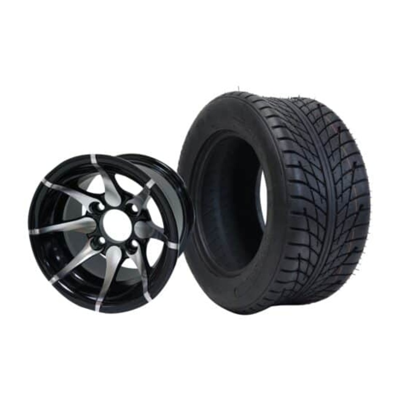 SGC 10″ Kraken Machined/Black Wheel – Aluminum Alloy / STEELENG 205/50-10 Low Profile Tire DOT Approved Tires Combo – Set of 4