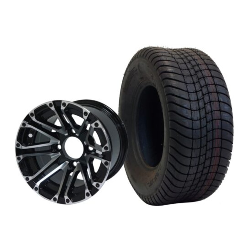 SGC 10″ Lancer Machined/Black Wheel – Aluminum Alloy / STEELENG 205/65-10 Comfort Ride Street Tire DOT approved Tires Combo – Set of 4