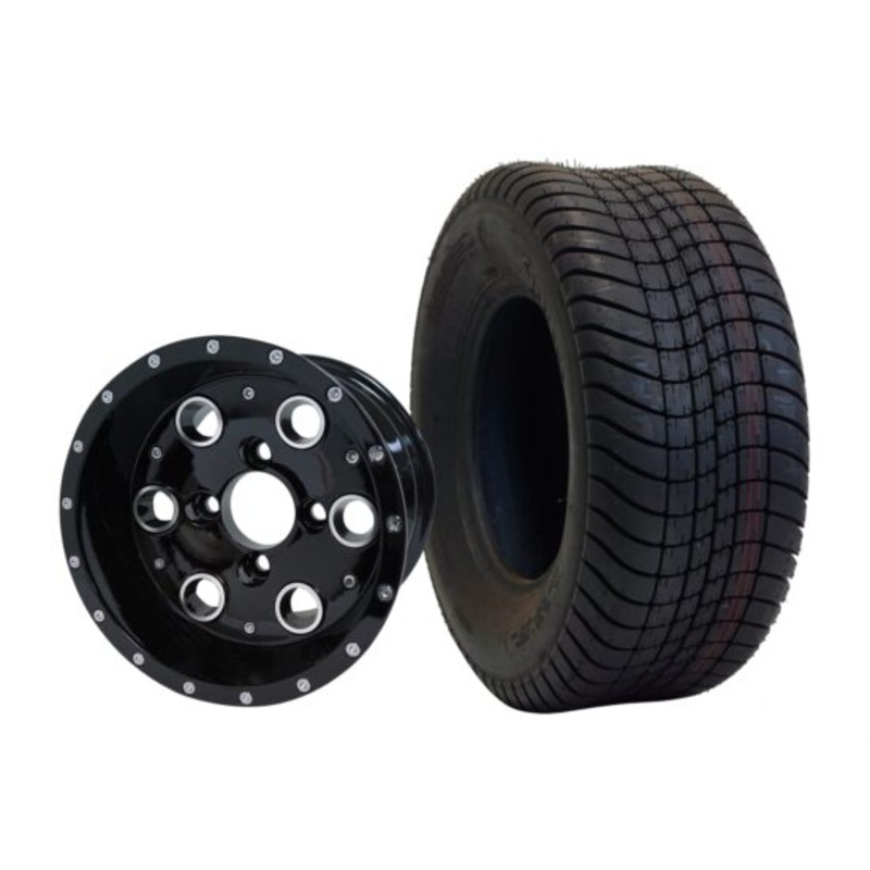 SGC 10″ Pioneer Glossy Black Wheel – Aluminum Alloy / STEELENG 205/65-10 Comfort Ride Street Tire DOT approved Tires Combo – Set of 4