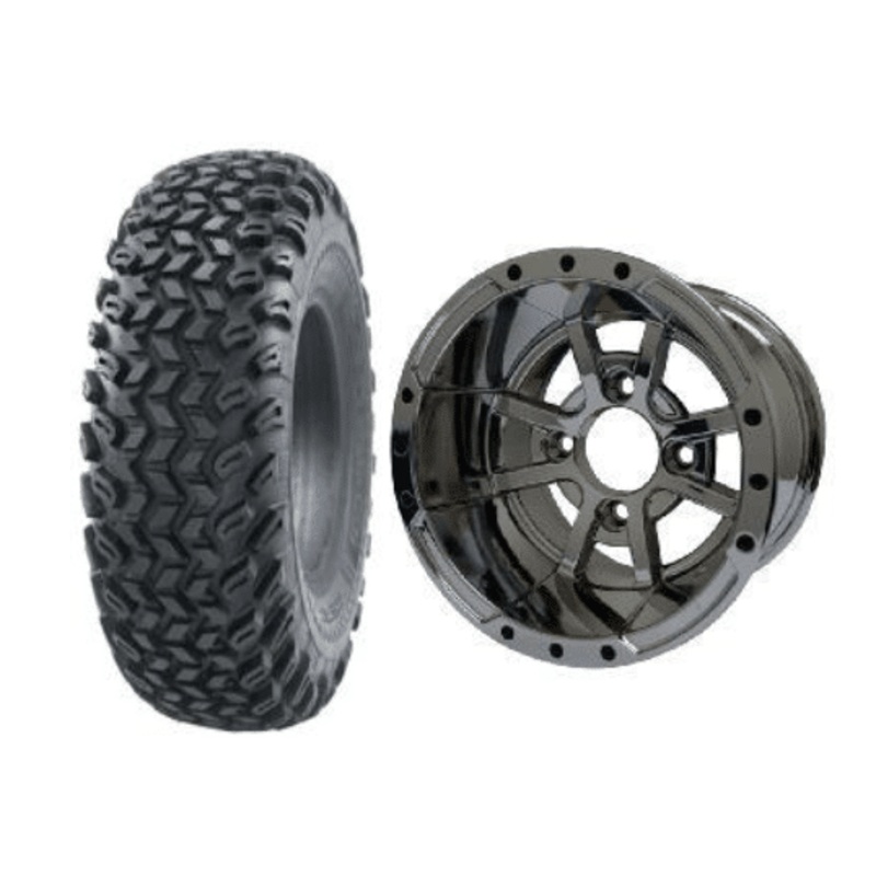 SGC 10″ Storm Trooper Chrome Wheel – Aluminum Alloy / STEELENG 22″x11″-10″ All Terrain Tire DOT approved Tires Combo – Set of 4