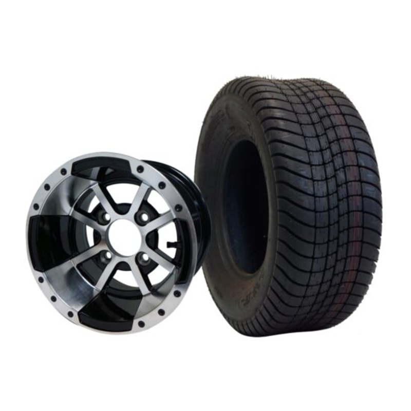 SGC 10″ Storm Trooper Machined/Black Wheel – Aluminum Alloy / STEELENG 205/65-10 Comfort Ride Street Tire DOT approved Tires Combo – Set of 4