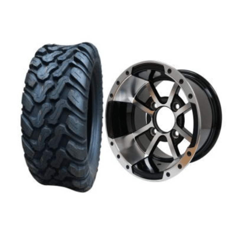 SGC 10″ Storm Trooper Machined/Black Wheel – Aluminum Alloy / STEELENG 22″x10.5″-10″ Mud Terrain Tires Combo – Set of 4