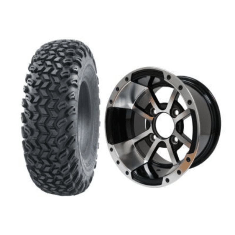 SGC 10″ Storm Trooper Machined/Black Wheel – Aluminum Alloy / STEELENG 22″x11″-10″ All Terrain Tire DOT approved Tires Combo – Set of 4