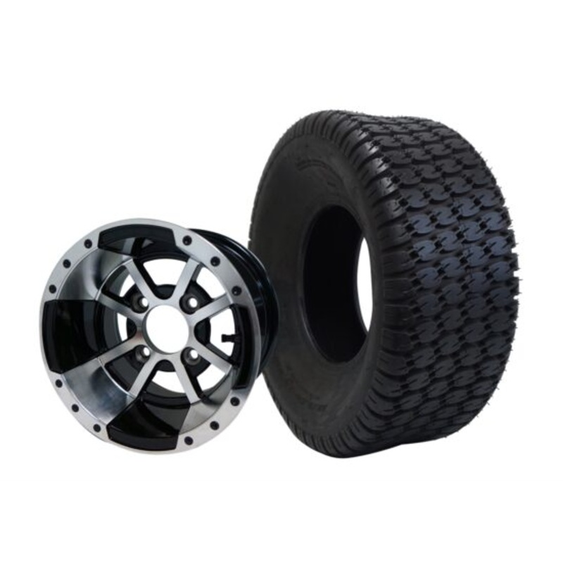 SGC 10″ Storm Trooper Machined/Black Wheel – Aluminum Alloy / STEELENG 22″x9.5″-10″ Turf Tire Tires Combo – Set of 4