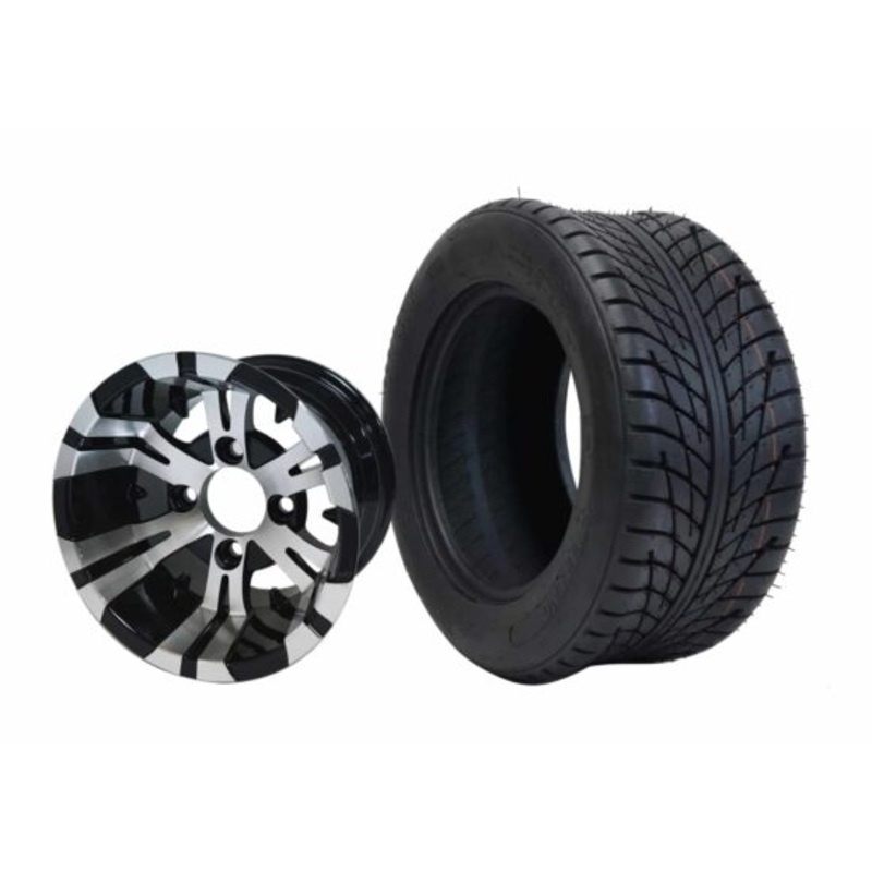 SGC 10″ Vampire Machined/Black Wheels / STEELENG 205/50-10 Low Profile Tires DOT Approved Tires Combo – Set of 4