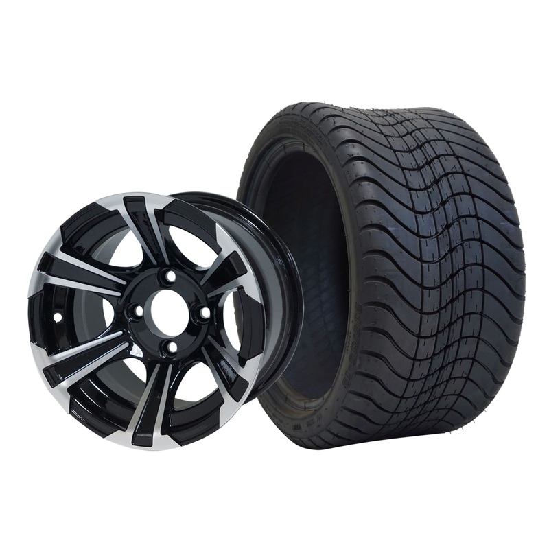 SGC 12″ Blade Machined/Black Wheel – Aluminum Alloy / STEELENG 215/35-12 Low Profile Tire Tires Combo – Set of 4