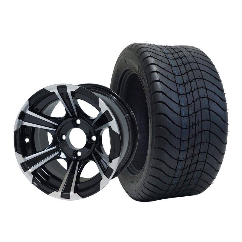 SGC 12″ Blade Machined/Black Wheel – Aluminum Alloy / STEELENG 215/50-12 Comfort Ride Street Tire DOT Approved Tires Combo – Set of 4