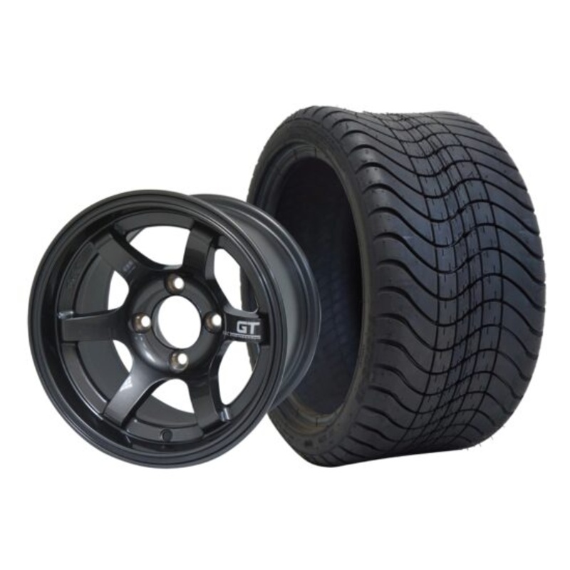 SGC 12″ GT Machined/Gunmetal Wheel – Aluminum Alloy / STEELENG 215/35-12 Low Profile Tire Tires Combo – Set of 4