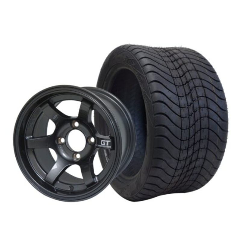 SGC 12″ GT Machined/Gunmetal Wheel – Aluminum Alloy / STEELENG 215/40-12 Low Profile Tire DOT Approved Tires Combo – Set of 4