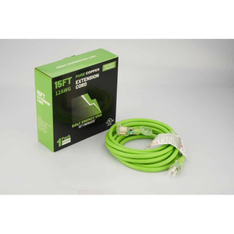Bolt Energy Heavy duty 12-AWG 15-foot extension cord, LED end