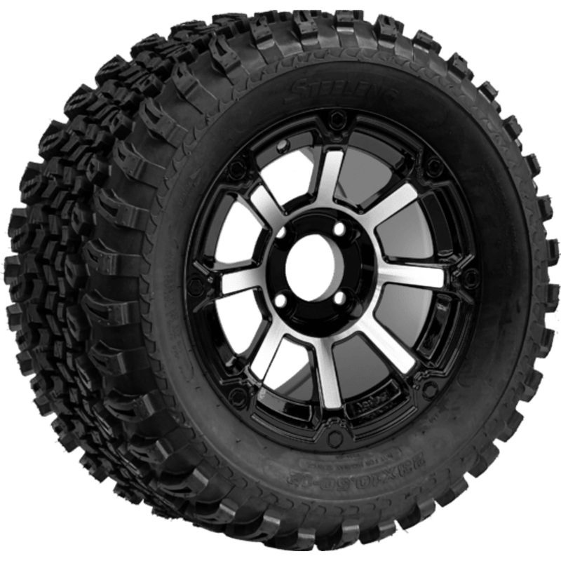 SGC 12 ” Cyclops Machined/Black Wheel – Aluminum Alloy / STEELENG 23 “x10.5 “-12 ” All Terrain Tire Tires Combo – Set of 4