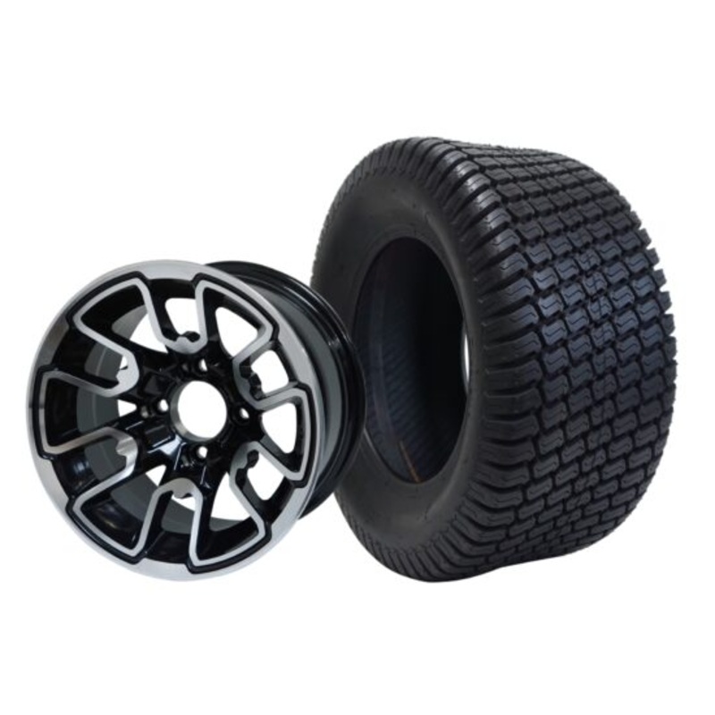 SGC 12″ Lizard Machined/Black Wheel – Aluminum Alloy / STEELENG 23″x10.5″-12″ Turf Tire Tires Combo – Set of 4