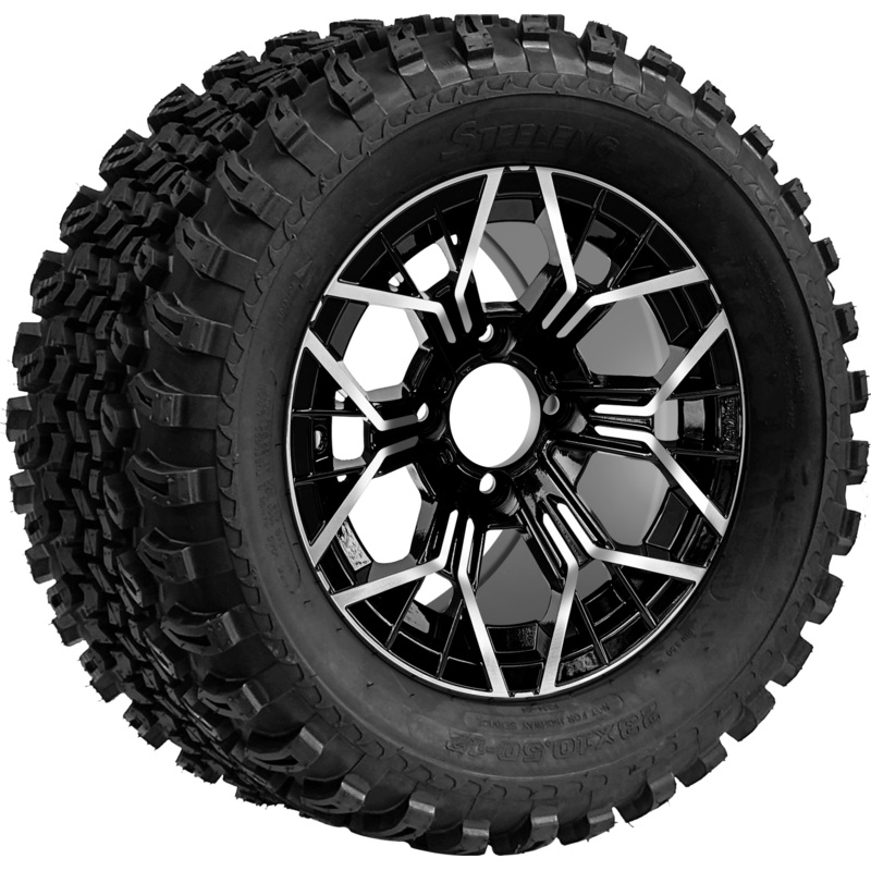 SGC 12 ” Mantis Machined/Black Wheel – Aluminum Alloy / STEELENG 23 “x10.5 “-12 ” All Terrain Tire Tires Combo – Set of 4