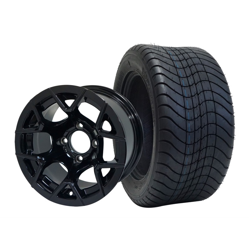 SGC 12″ Rally Glossy Black Wheel – Aluminum Alloy / STEELENG 215/50-12 Comfort Ride Street Tire DOT Approved Tires Combo – Set of 4