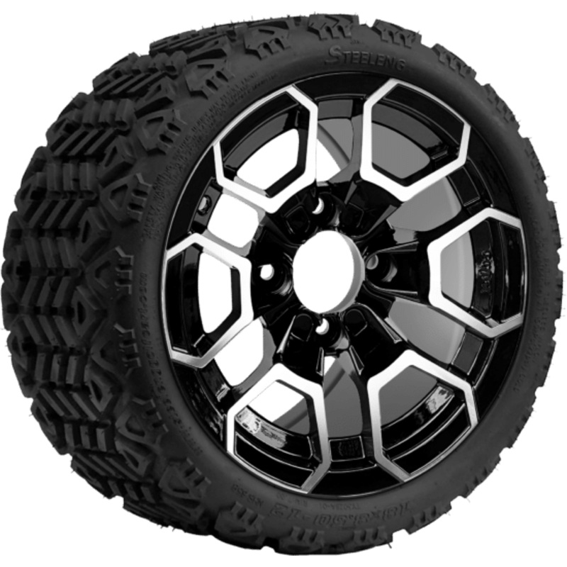 SGC 12 ” Talon Machined/Black Wheel – Aluminum Alloy / STEELENG 18 “x8.5 “-12 ” All-Terrain Tire DOT approved Tires Combo – Set of 4