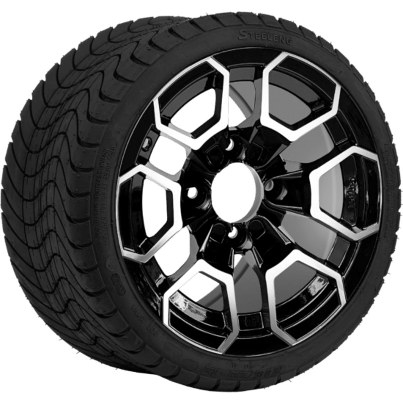 SGC 12 ” Talon Machined/Black Wheel – Aluminum Alloy / STEELENG 215/35-12 Low Profile Tire Tires Combo – Set of 4