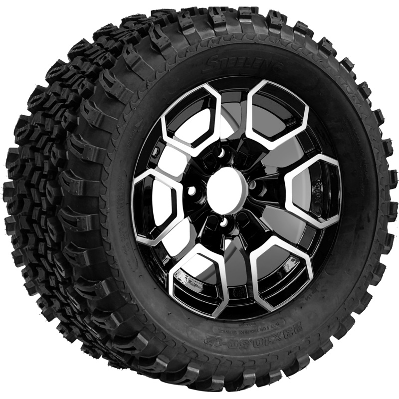 SGC 12 ” Talon Machined/Black Wheel – Aluminum Alloy / STEELENG 23 “x10.5 “-12 ” All Terrain Tire Tires Combo – Set of 4