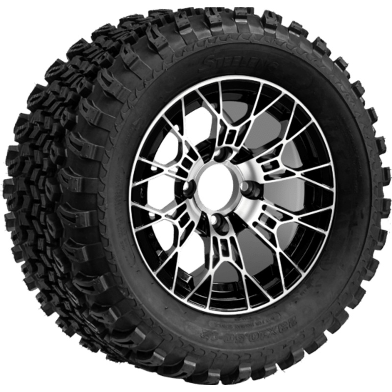 SGC 12 ” Tarantula Machined/Black Wheel – Aluminum Alloy / STEELENG 23 “x10.5 “-12 ” All Terrain Tire Tires Combo – Set of 4