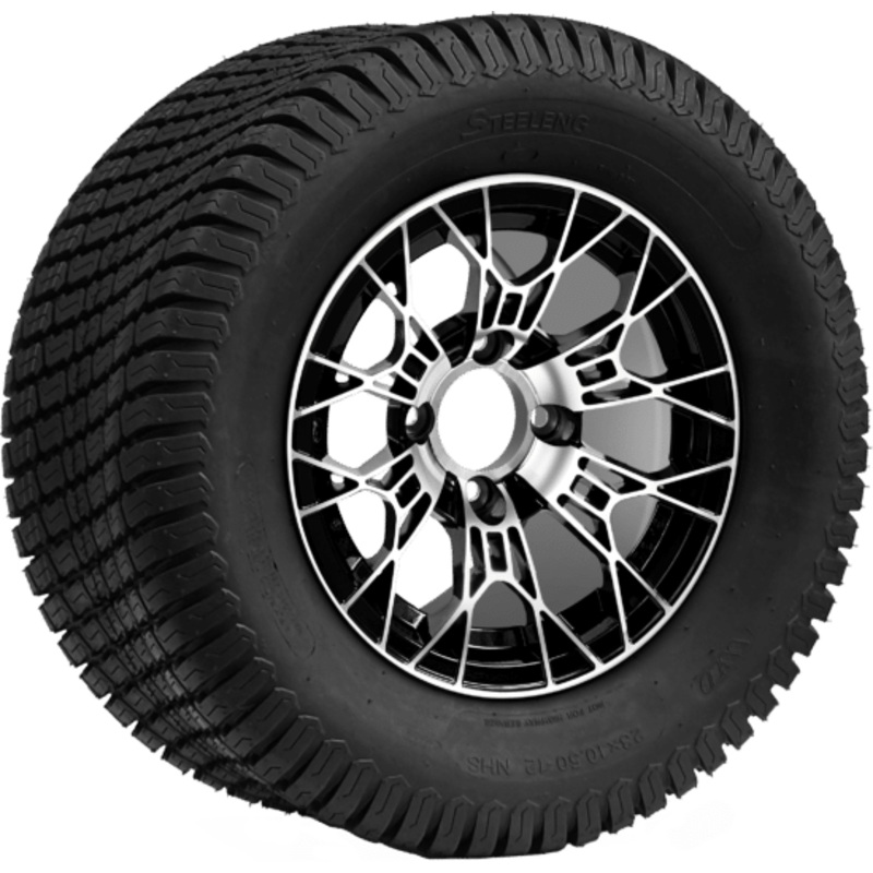 SGC 12 ” Tarantula Machined/Black Wheel – Aluminum Alloy / STEELENG 23 “x10.5 “-12 ” Turf Tire Tires Combo – Set of 4