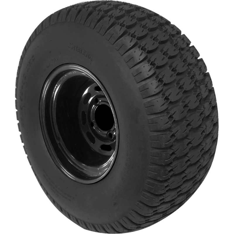 SGC 10″ Steel Wheel – Black – Slotted / STEELENG 22″x9.5″-10″ Turf Tire Tires Combo – Set of 4