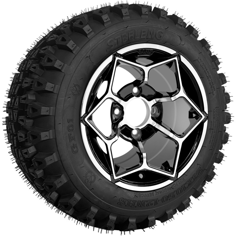 SGC 12 ” Hammerhead Machined/Black Wheel – Aluminum Alloy / STEELENG 23 “x10.5 “-12 ” QH All Terrain Tire Tires Combo – Set of 4
