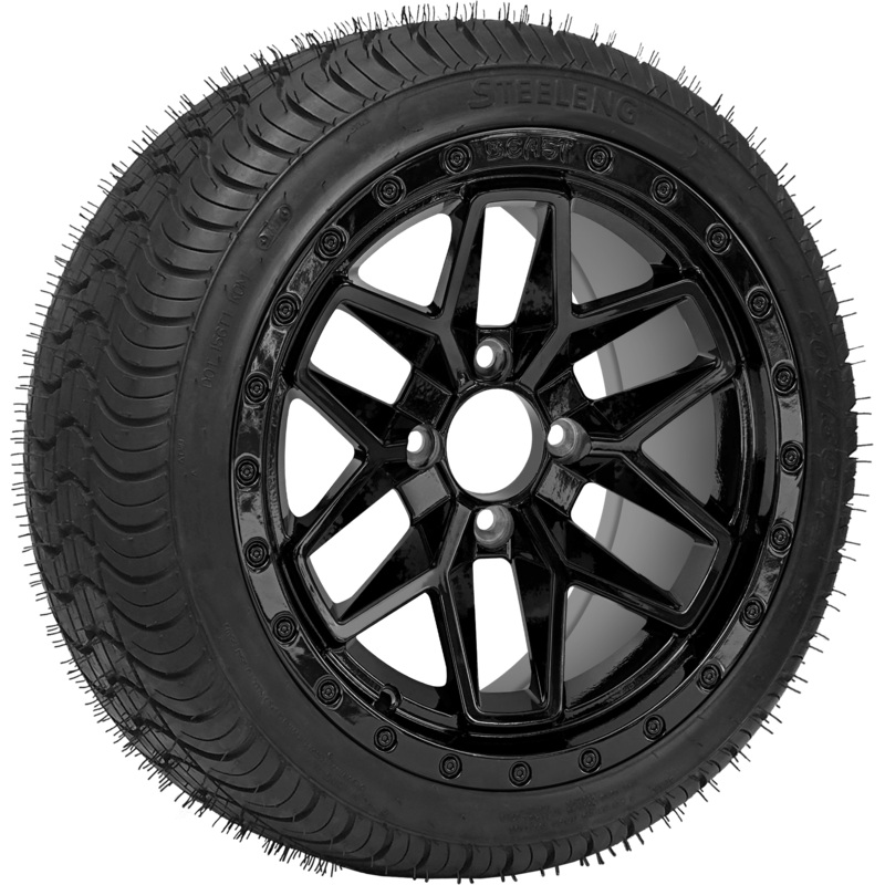 SGC 14″ Black Widow Wheel – Aluminum Alloy / STEELENG 205/30-14 QH Low Profile Tire DOT Approved Tires Combo – Set of 4