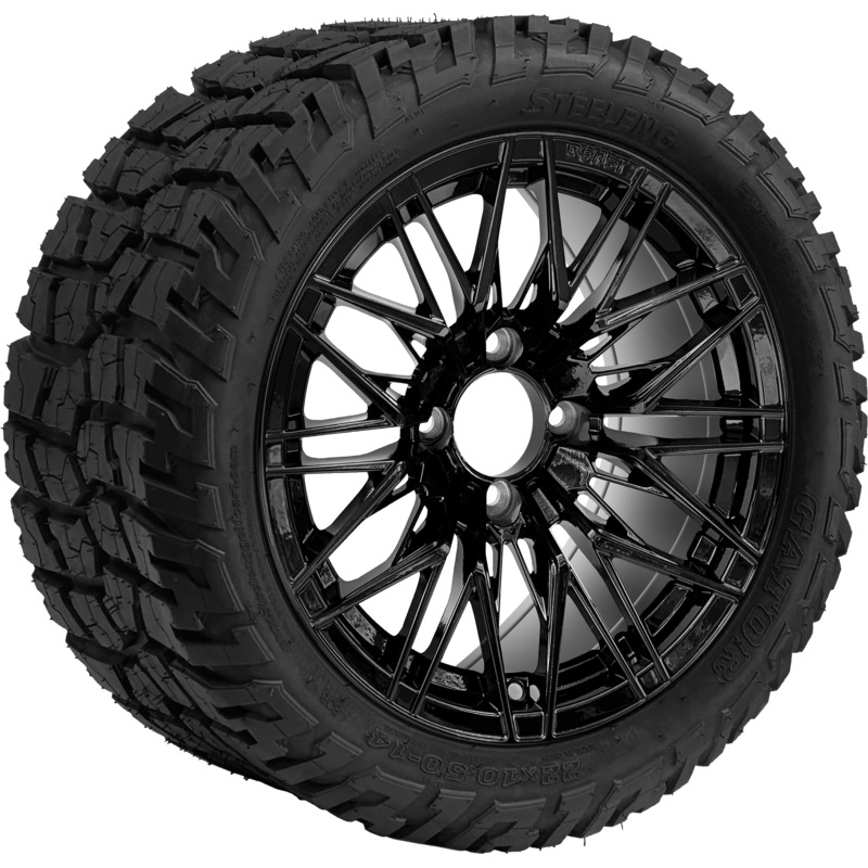 SGC 14 ” Hornet Glossy Black Wheel – Aluminum Alloy / STEELENG 22 “x10.5 “-14 ” GATOR All Terrain DOT Approved Tires Combo – Set of 4