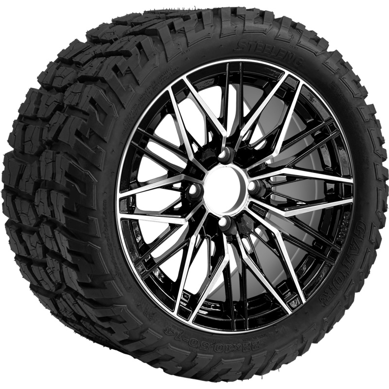 SGC 14 ” Hornet Machined Black Wheel – Aluminum Alloy / STEELENG 22 “x10.5 “-14 ” GATOR All Terrain DOT Approved Tires Combo – Set of 4