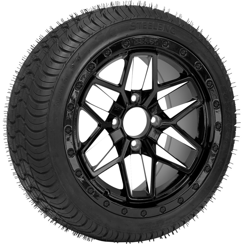 SGC 14″ White Widow Wheel – Aluminum Alloy / STEELENG 205/30-14 QH Low Profile Tire DOT Approved Tires Combo – Set of 4
