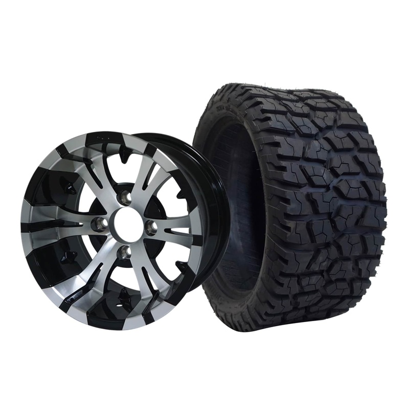 SGC 15″ Vampire Machined/Black Wheel – Aluminum Alloy / STEELENG 23″x10″-15″ GATOR AT Tire DOT Approved Tires Combo – Set of 4