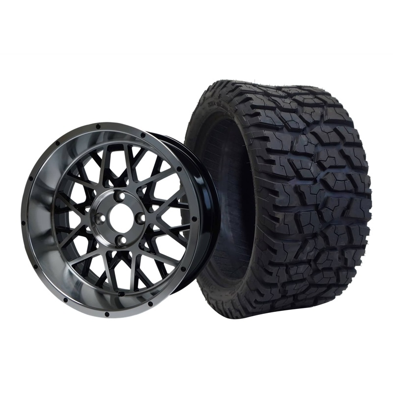 SGC 15″ Venom Machined/Black Wheel – Aluminum Alloy / STEELENG 23″x10″-15″ GATOR AT Tire DOT Approved Tires Combo – Set of 4