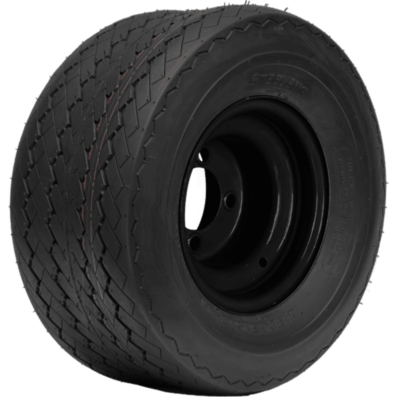 SGC 8″ Steel Wheel – Black / STEELENG 18″x8.5″-8″ Sawtooth Tire Tires Combo – Set of 4