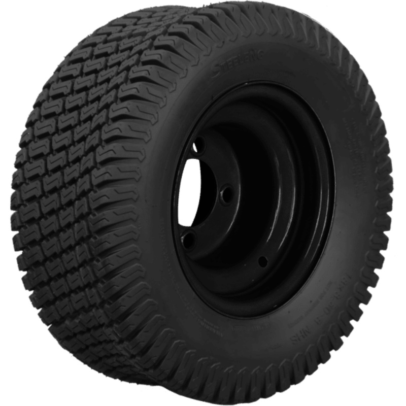 SGC 8″ Steel Wheel – Black / STEELENG 18″x8.5″-8″ Turf Tire Tires Combo – Set of 4