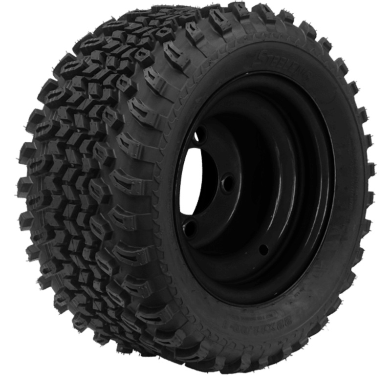 SGC 8″ Steel Wheel – Black / STEELENG 22″x11″-8″ All Terrain Tire Tires Combo – Set of 4