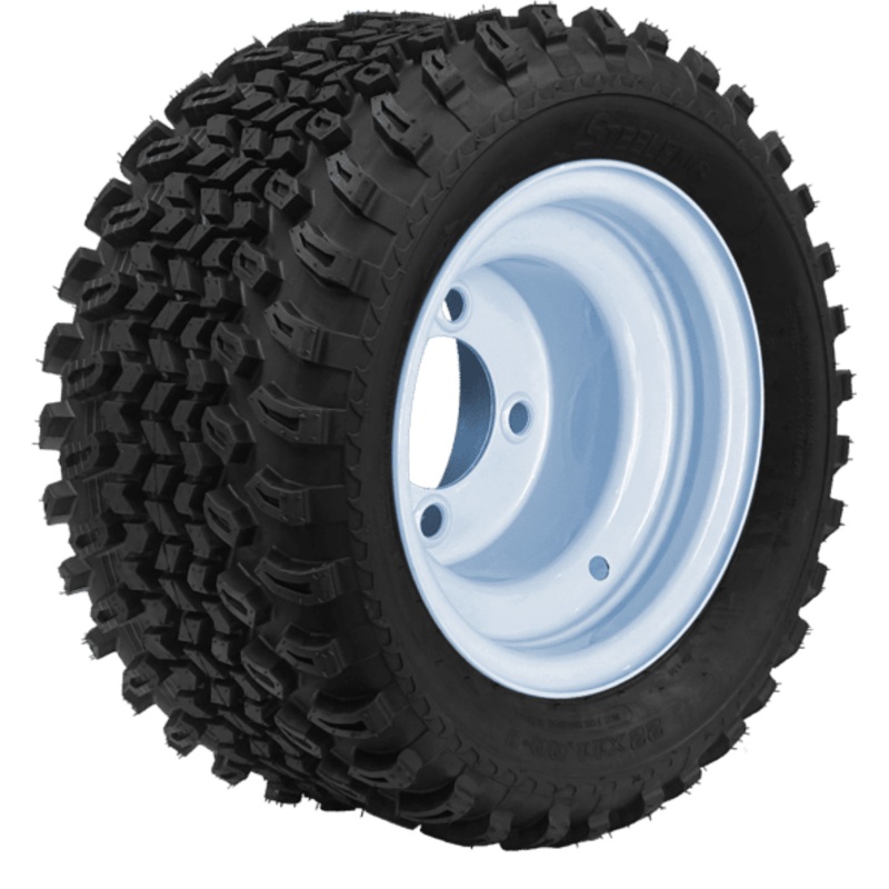 SGC 8″ Steel Wheel – White / STEELENG 22″x11″-8″ All Terrain Tire Tires Combo – Set of 4
