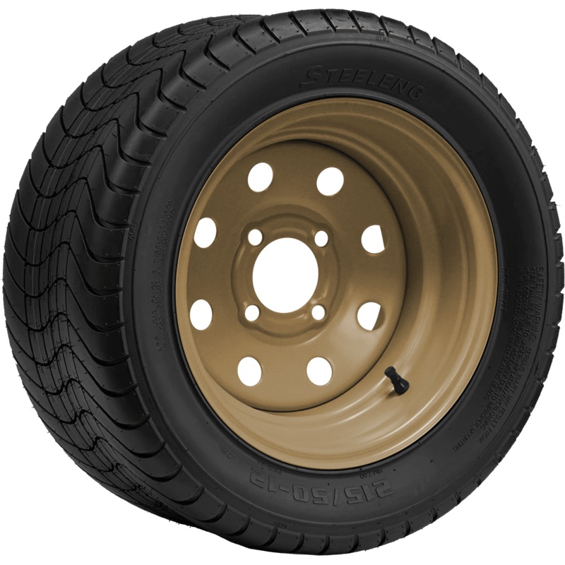 SGC 12″ Steel Wheel – Desert Sand – Slotted / STEELENG 215/50-12 Comfort Ride Street Tire DOT Approved Tires Combo – Set of 4