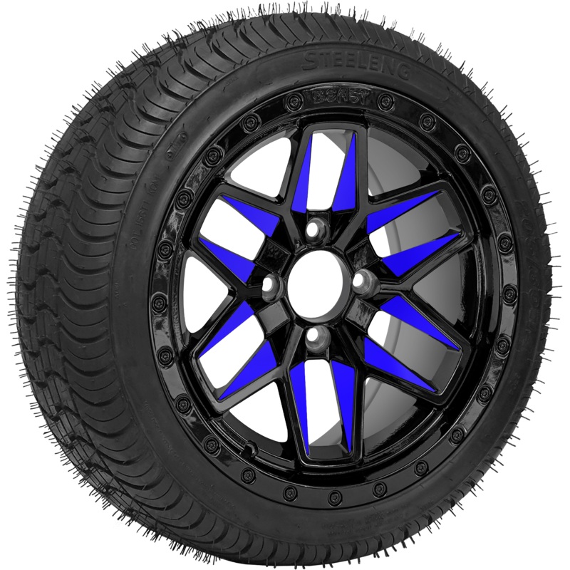 SGC 14 ” Blue Widow Wheel – Aluminum Alloy / STEELENG 205/30-14 QH Low Profile Tire DOT Approved Tires Combo – Set of 4