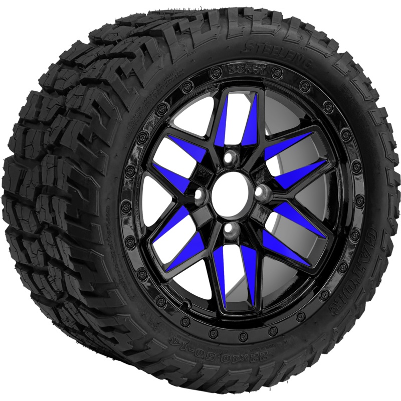 SGC 14 ” Blue Widow Wheel – Aluminum Alloy / STEELENG 22 “x10.5 “-14 ” GATOR All Terrain DOT Approved Tires Combo – Set of 4