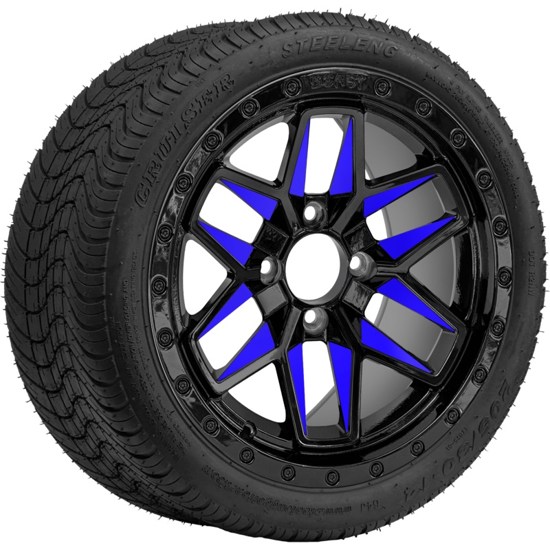 SGC 14 ” Blue Widow Wheel – Aluminum Alloy / STEELENG 23 “x10.5 “-14 ” STINGER AT Tire DOT Approved Tires Combo – Set of 4