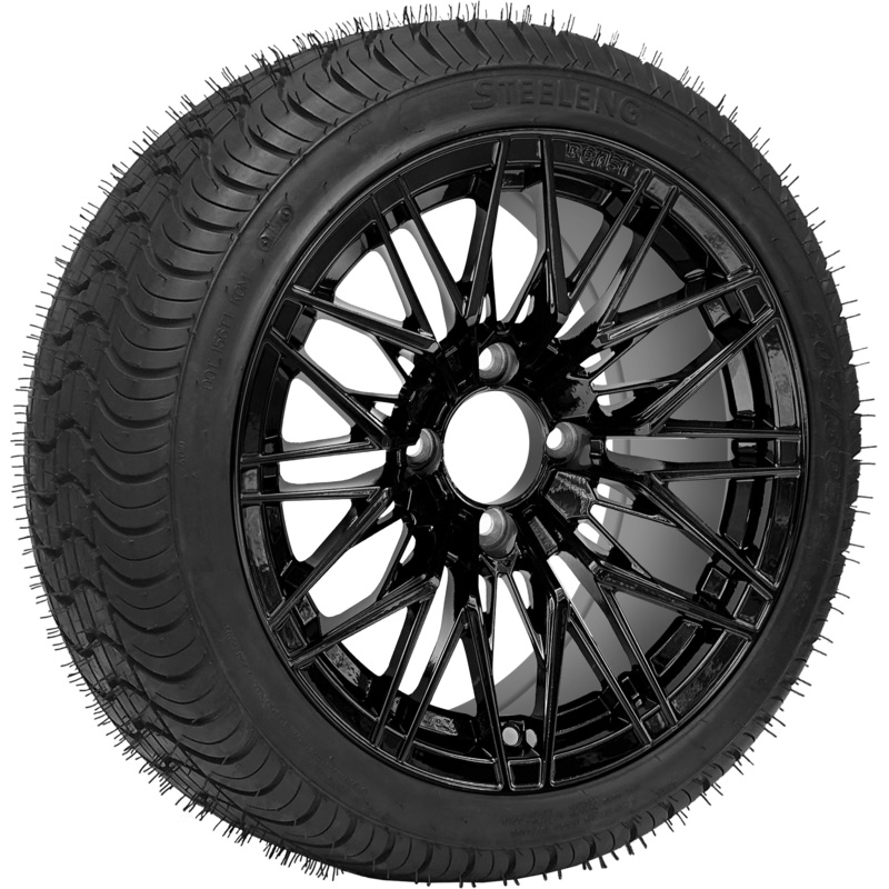SGC 14 ” Hornet Glossy Black Wheel – Aluminum Alloy / STEELENG 205/30-14 QH Low Profile Tire DOT Approved Tires Combo – Set of 4